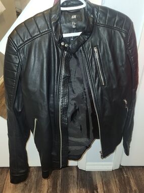 H&M Black Faux Leather Biker Jacket